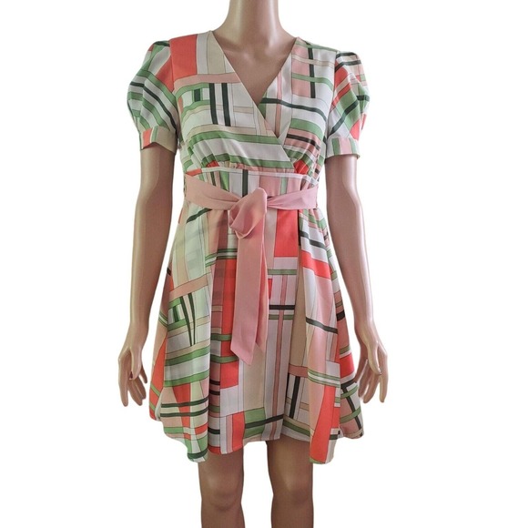 The Webster Miami for Target Sz S Petite Faux Wrap Puff Sleeve Dress Coquette - Picture 1 of 11